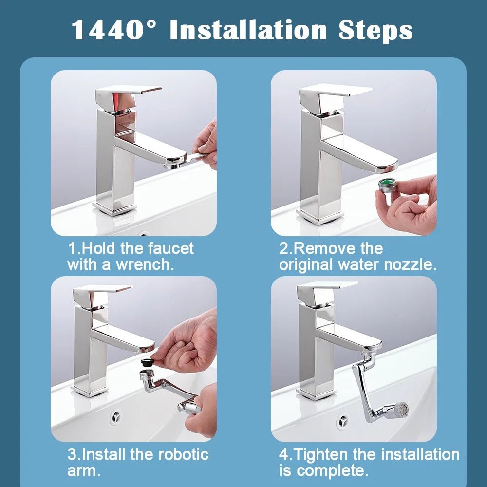 1080° Universal Rotation Faucet Extender Kitchen Robot Arm Extension Faucets Mixer Aerator Head Bubbler Water Tap Nozzle - Le cocon des bébés
